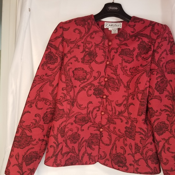 Carlisle Red Jacket and blouse, with Black Patterns - Picture 2 of 15